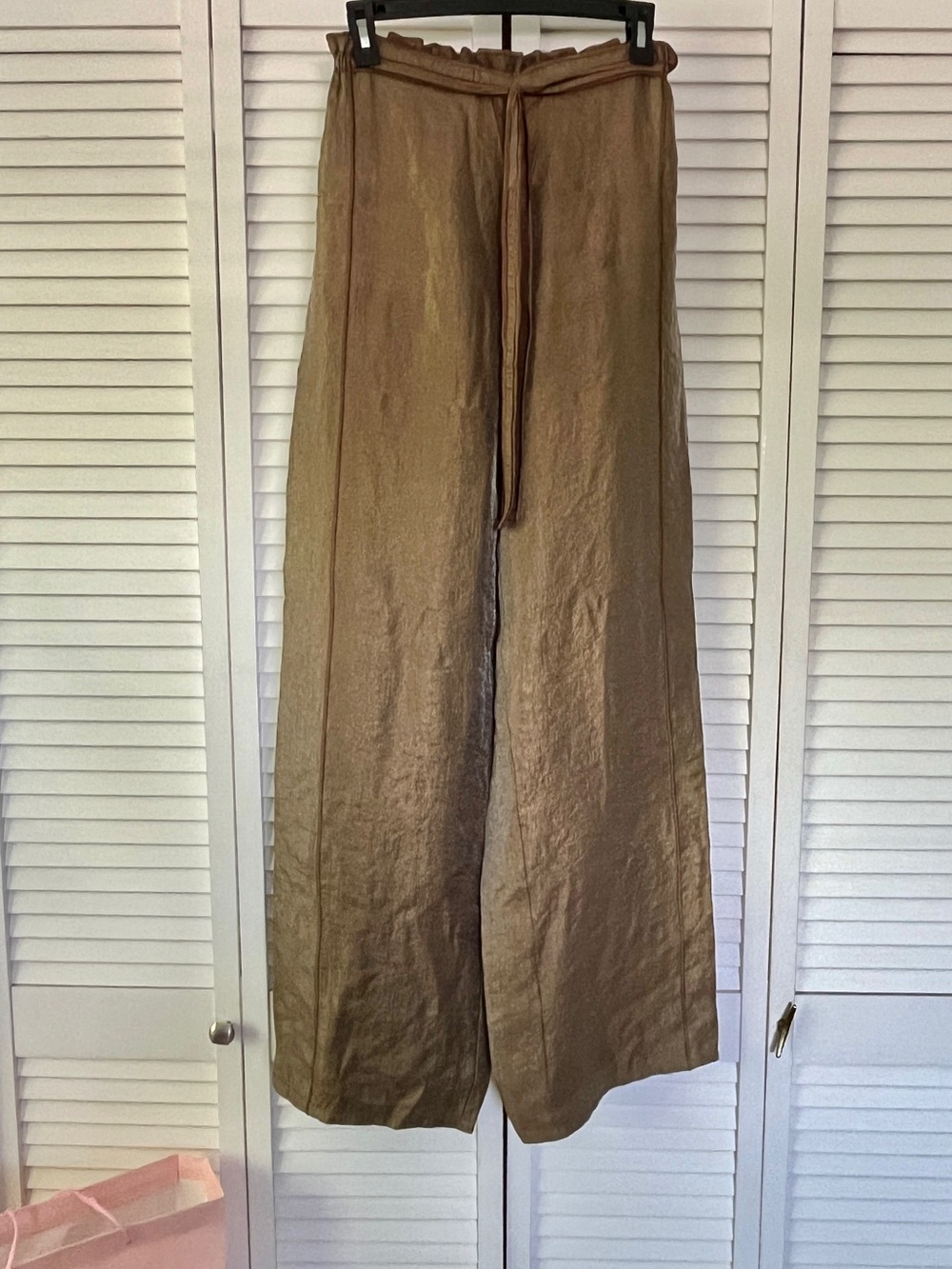 Authentic La Perla Shimmer Beige Flare Pants - Tall